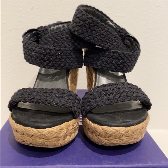Stuart Weitzman Alex Nero Crochet Wedges - 7 - Picture 5 of 14